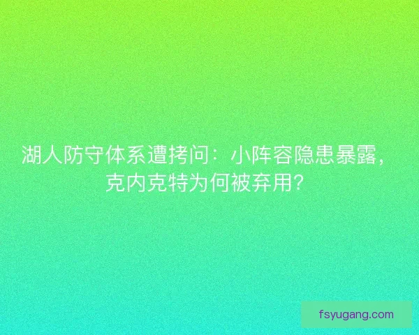 湖人防守体系遭拷问：小阵容隐患暴露，克内克特为何被弃用？