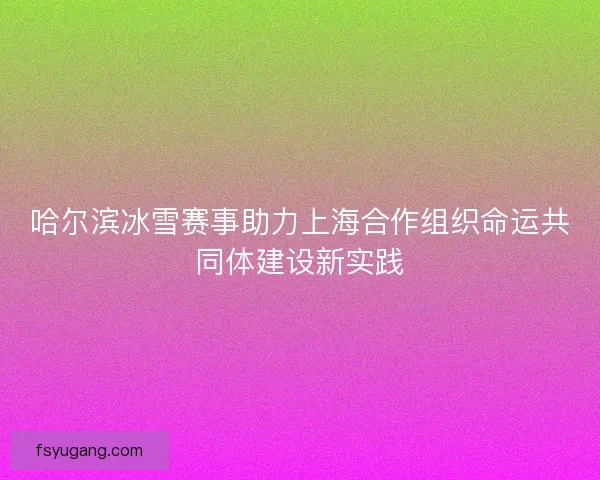 哈尔滨冰雪赛事助力上海合作组织命运共同体建设新实践