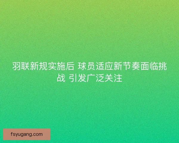 羽联新规实施后 球员适应新节奏面临挑战 引发广泛关注